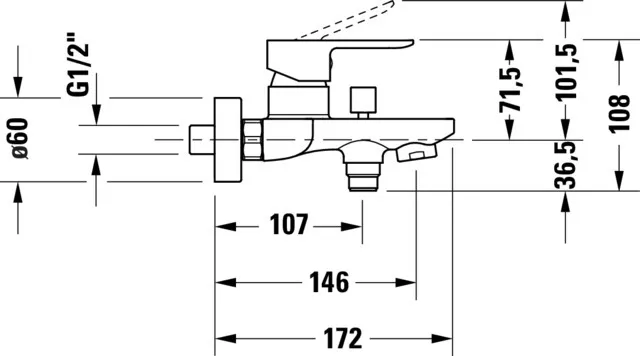 D-Code Einhebel-Wannenmischer Aufputz Keramikmischsystem, Chrom HG