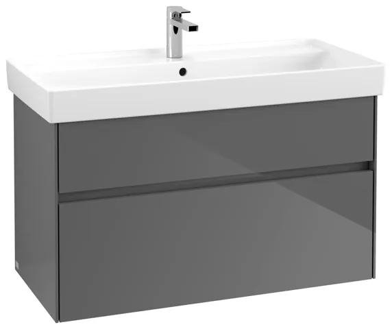 Villeroy & Boch Waschtischunterschrank „Collaro“ 954 × 546 × 444 mm Glossy Grey, für Becken mittig, mit Beleuchtung