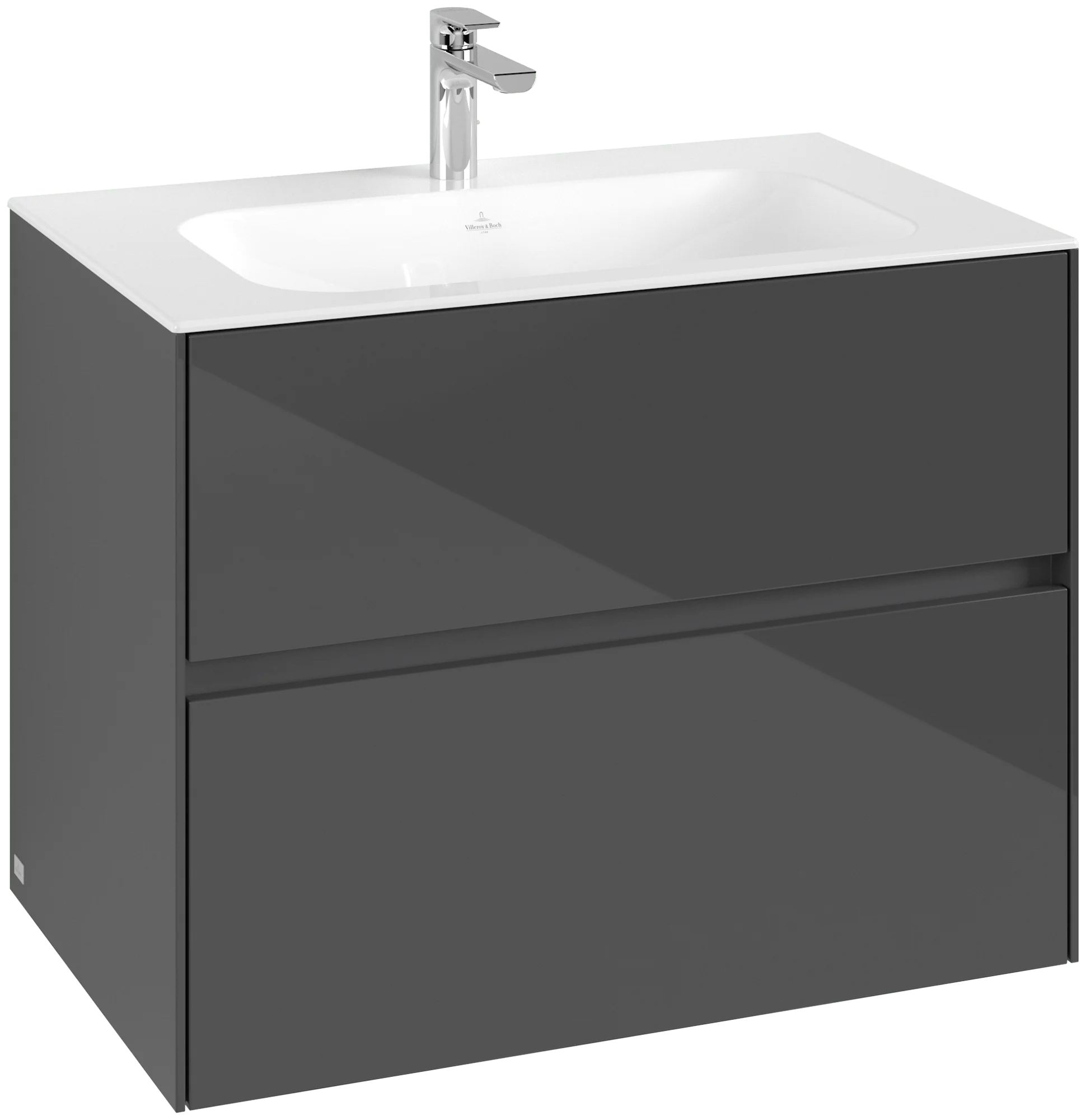 Villeroy & Boch Waschbeckenunterschrank Collaro, Eckig, Glossy Grey, 796x603x498 mm, 2 Auszüge mit SoftClosing, 2 Waschbecken