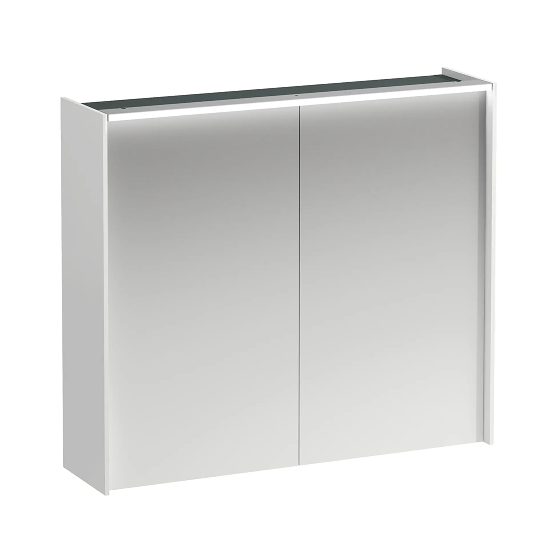 Spiegelschrank LANI LED-Beleuchtung horizontal mit Steckdose 715x820x210 2 Türen 2 Glasfachböden weiß matt