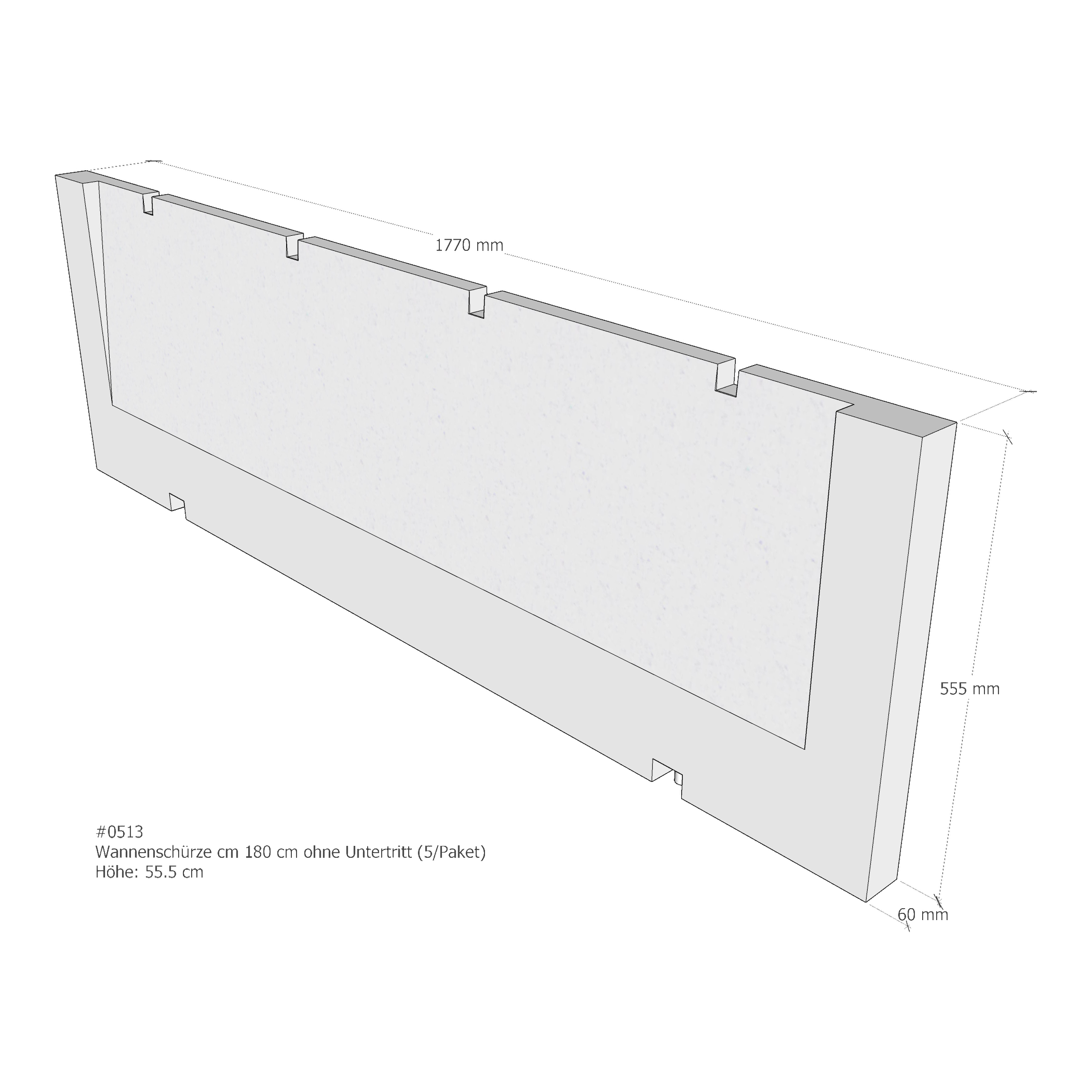 LDG Frontschürze für Badewanne, ohne Untertritt „Frontschürze“ 177 × 3 cm