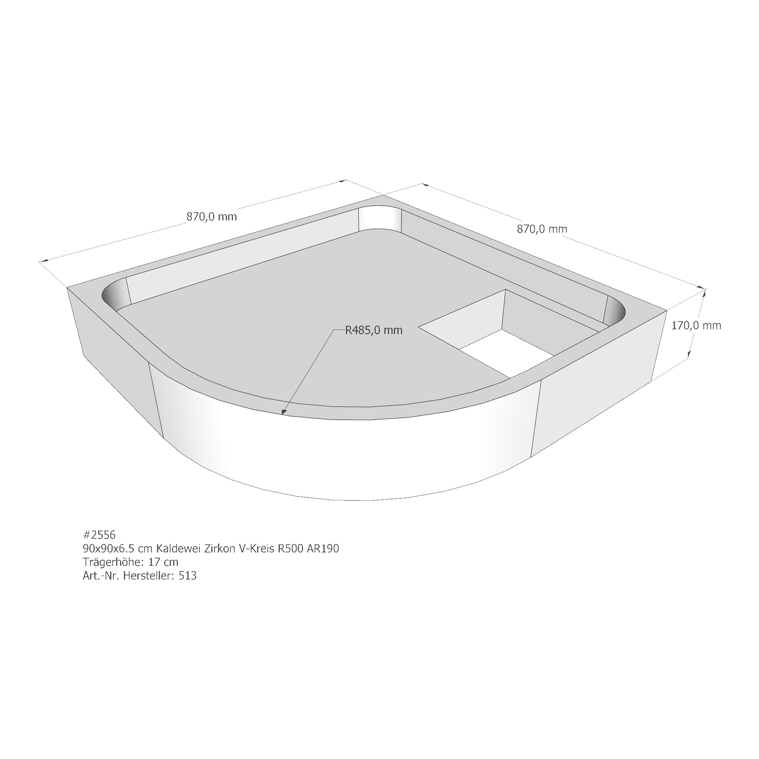 Duschwannenträger für Kaldewei Zirkon 90 × 90 × 6,5 cm Breite: 90 cm / Länge: 90 cm Duschwannenträger für Kaldewei Zirkon 90 × 90 × 6,5 cm Breite: 90 cm / Länge: 90 cm