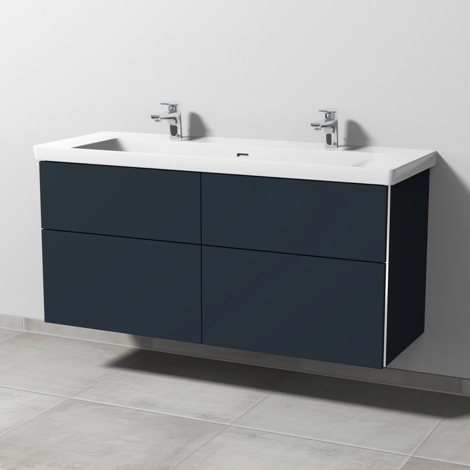 Sanipa Waschtischunterschrank „3way“ 1255 × 588 × 462 mm in Marine (matt), mit Hahnlochbohrung, Becken mittig