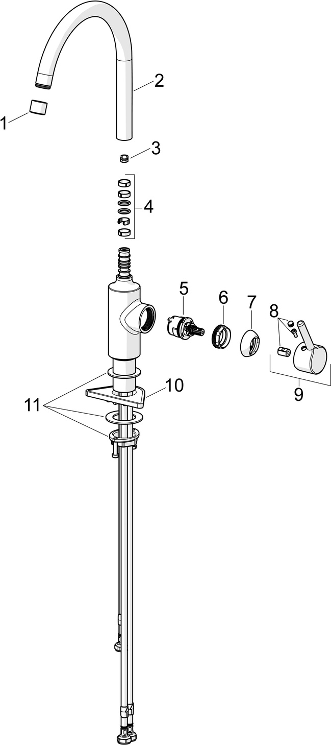 Hansa Einhand-Küchenarmatur Niederdruck „Vantis“ Ausladung 247 mm in chrom Hansa Einhand-Küchenarmatur Niederdruck „Vantis“ Ausladung 247 mm in chrom