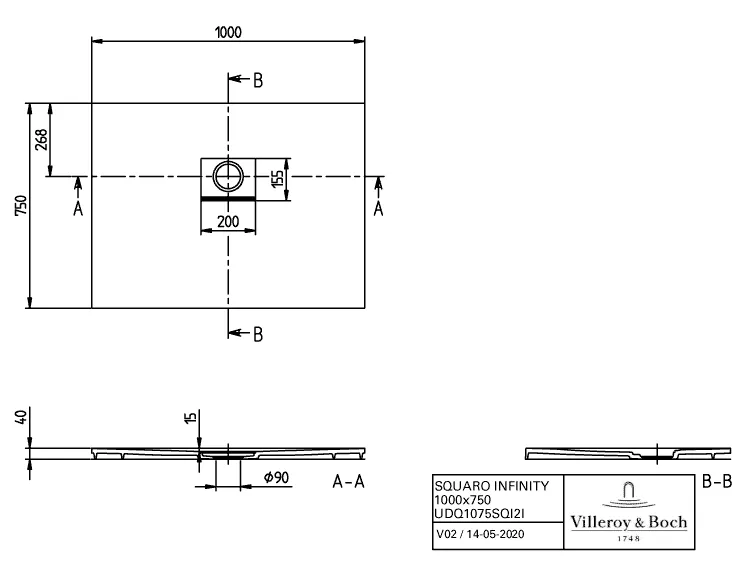Villeroy & Boch rechteck Duschwanne „Squaro Infinity“ nur flächenbündige Installation 100 × 75 cm ohne Oberflächenbeschichtung, in Almond Villeroy & Boch rechteck Duschwanne „Squaro Infinity“ nur flächenbündige Installation 100 × 75 cm ohne Oberflächenbeschichtung, in Almond