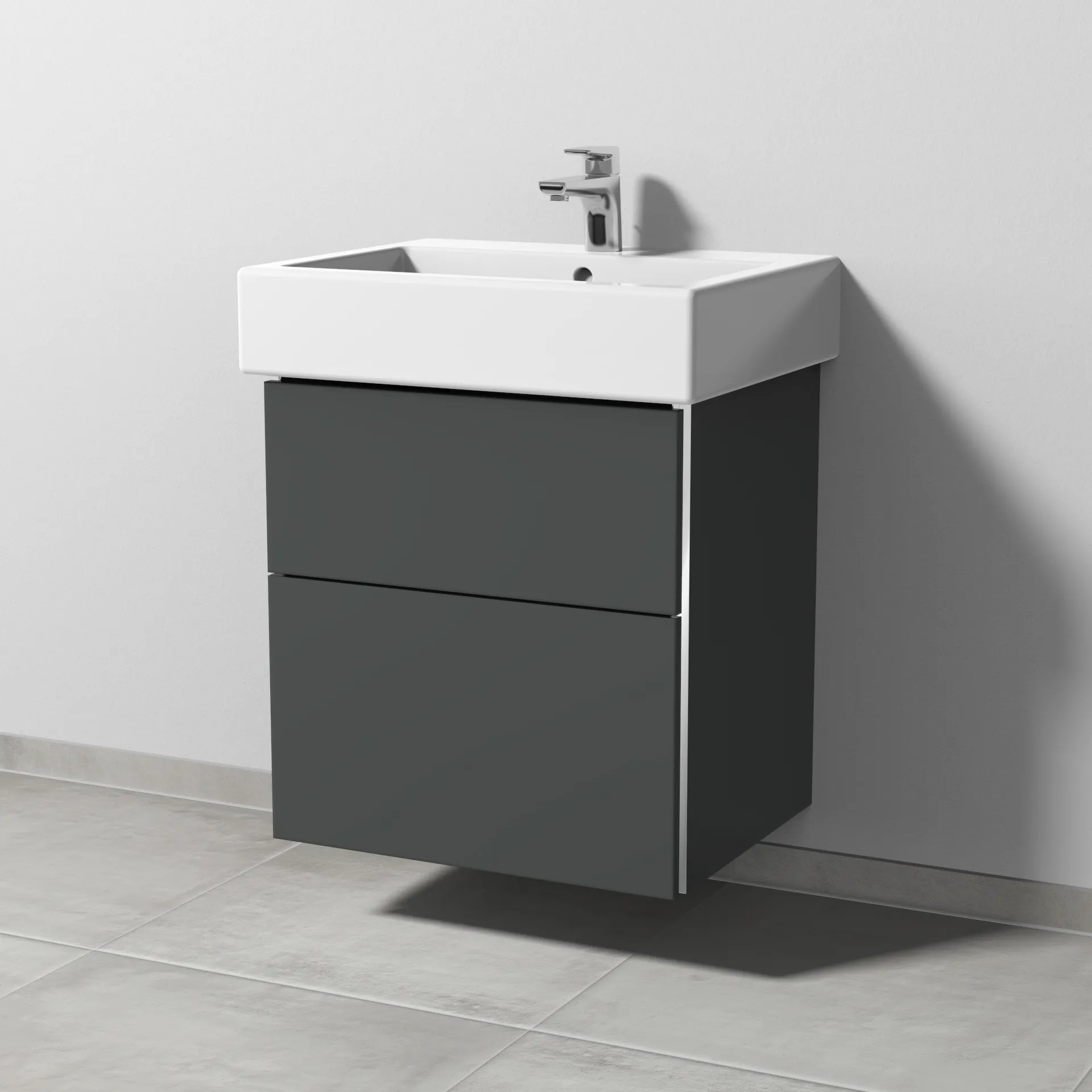 Sanipa Waschtischunterschrank „3way“ passend zu Keramik-Waschtische Vero von Duravit 550 × 593 × 447 mm in Anthrazit (matt)