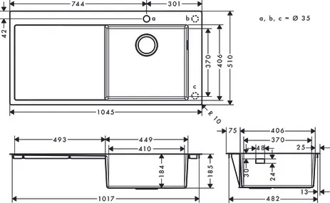 Einbauspüle 450 mit Abtropffläche S715-F450 Einbauspüle 450 mit Abtropffläche S715-F450