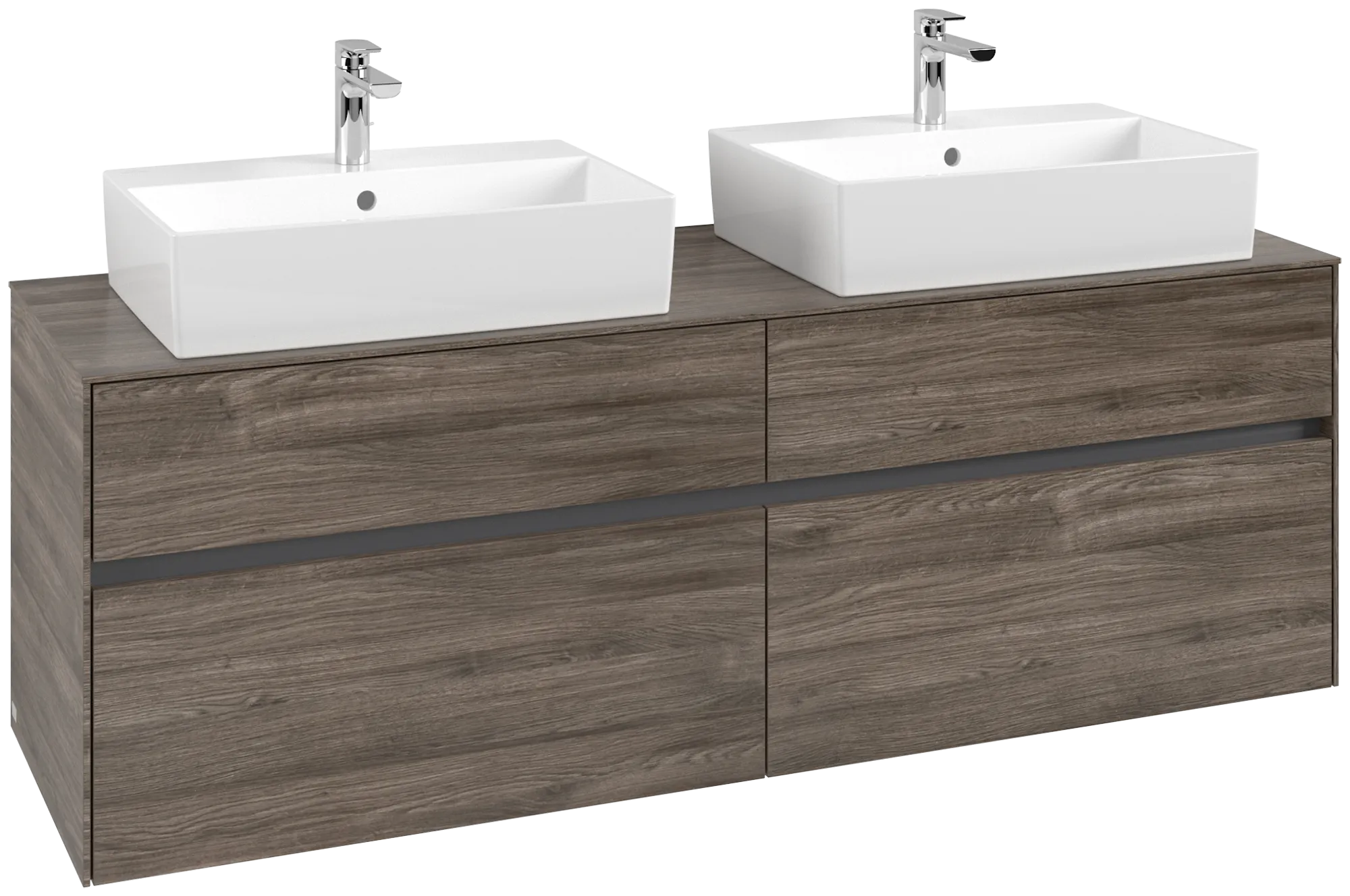Villeroy & Boch Waschtischunterschrank „Collaro“ 1600 × 548 × 500 mm Stone Oak, ohne Beleuchtung, für links und rechts