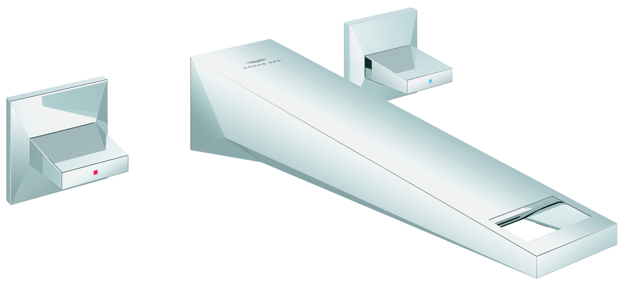 3-Loch-Waschtischbatterie Allure Brilliant 20629, Wandmontage, Fertigmontageset für 29 025 002, Ausladung 210 mm, chrom