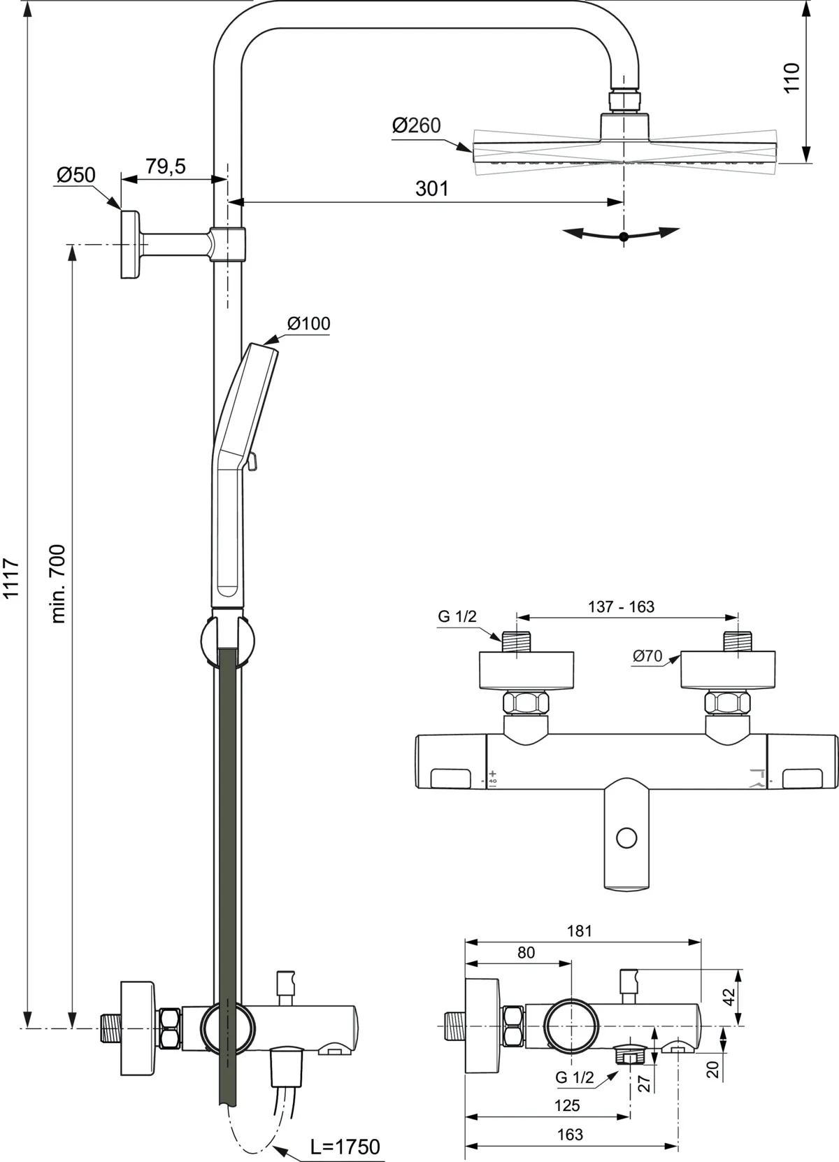 Ideal Standard Duschsystem „CerathermT25“ Ideal Standard Duschsystem „CerathermT25“