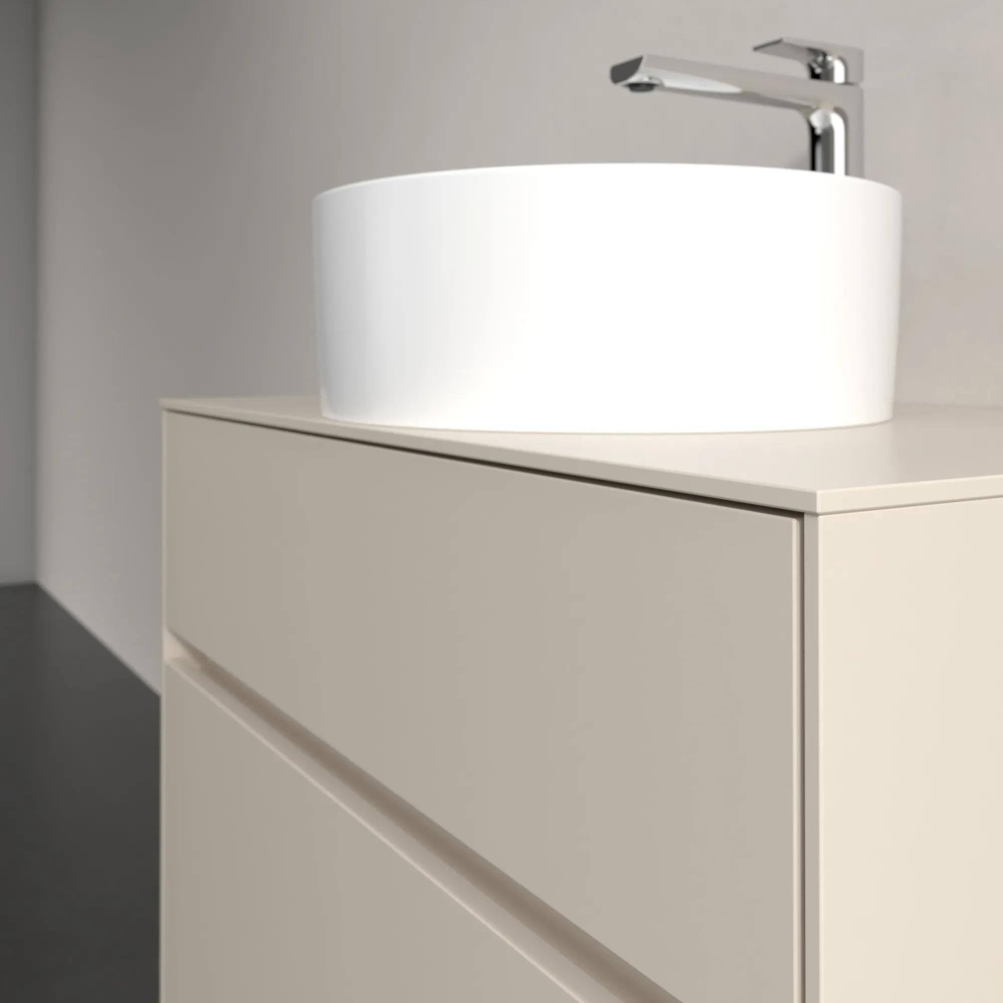 Villeroy & Boch Waschbeckenunterschrank Collaro C037B0, Cashmere Grey, 800x548x500 mm, mit Beleuchtung und SoftClosing, für Aufsatzwaschbecken