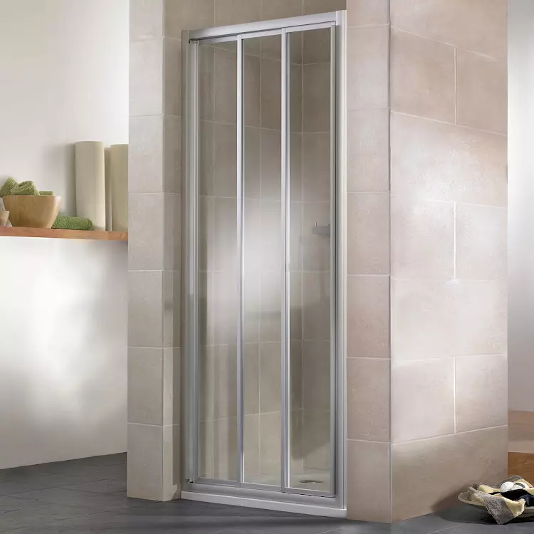 HSK gerahmte Schiebetür 3-teilig „Favorit“ Glas Chinchilla, Profile Weiß, H: 1850 mm