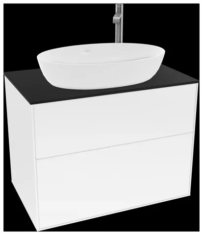 Villeroy & Boch Waschtischunterschrank „Finion“ für Schrankwaschtisch 800 × 603 × 501 mm Glossy White Lacquer, mit Hahnlochbohrung, für Becken mittig