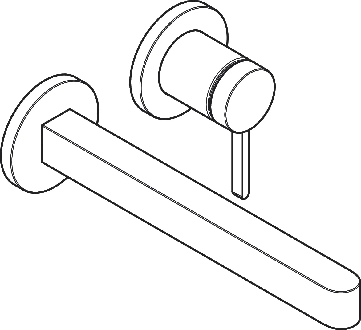 Hansgrohe Finoris Einhebel-Waschtischmischer Unterputz, mattschwarz, Ausladung 228 mm, Laminarstrahl, Keramikmischsystem