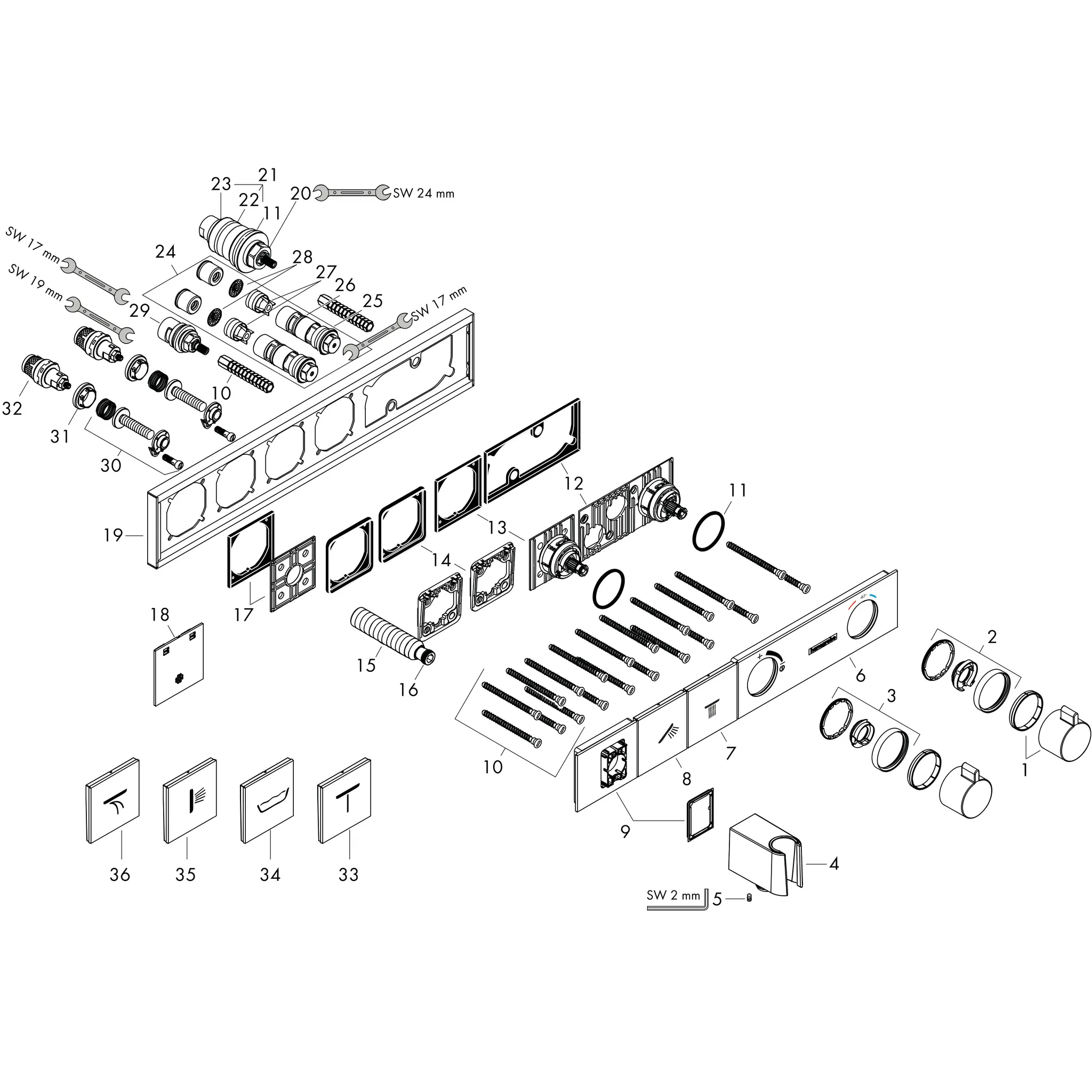 Thermostat Unterputz RainSelect Fertigset 2 Verbraucher verchromt Thermostat Unterputz RainSelect Fertigset 2 Verbraucher verchromt