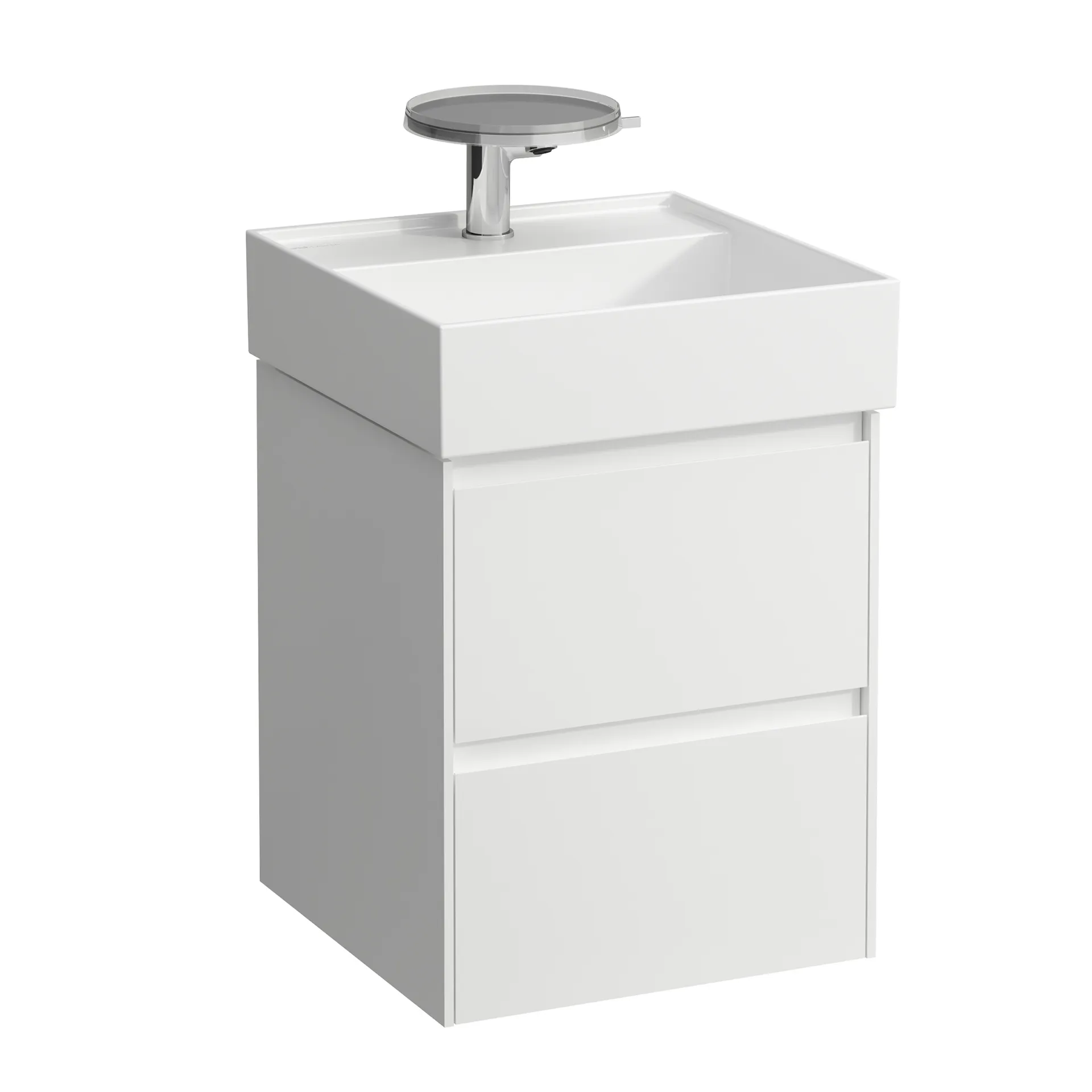 Waschtischunterbau LANI 448x437x515 mit 2 Schubladen integrierter Griffleiste Vollauszug und Soft-Close für Waschtisch Kartell • H815331 weiß matt Waschtischunterbau LANI 448x437x515 mit 2 Schubladen integrierter Griffleiste Vollauszug und Soft-Close für Waschtisch Kartell • H815331 weiß matt