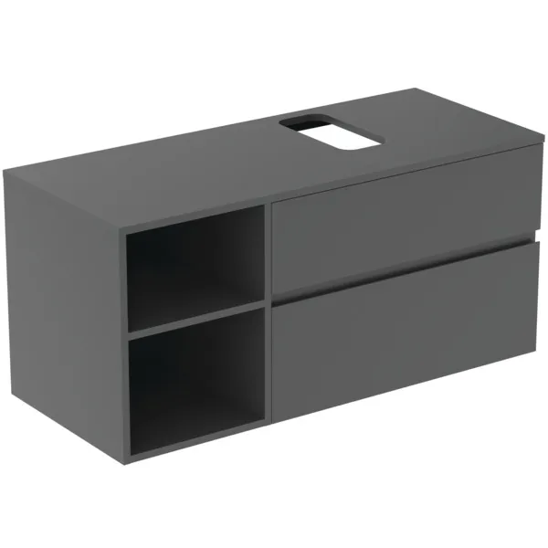 Ideal Standard Waschtischunterschrank Finesse Auschnitt rechts 1202x505x558mm 2 Auszüge Anthrazit matt