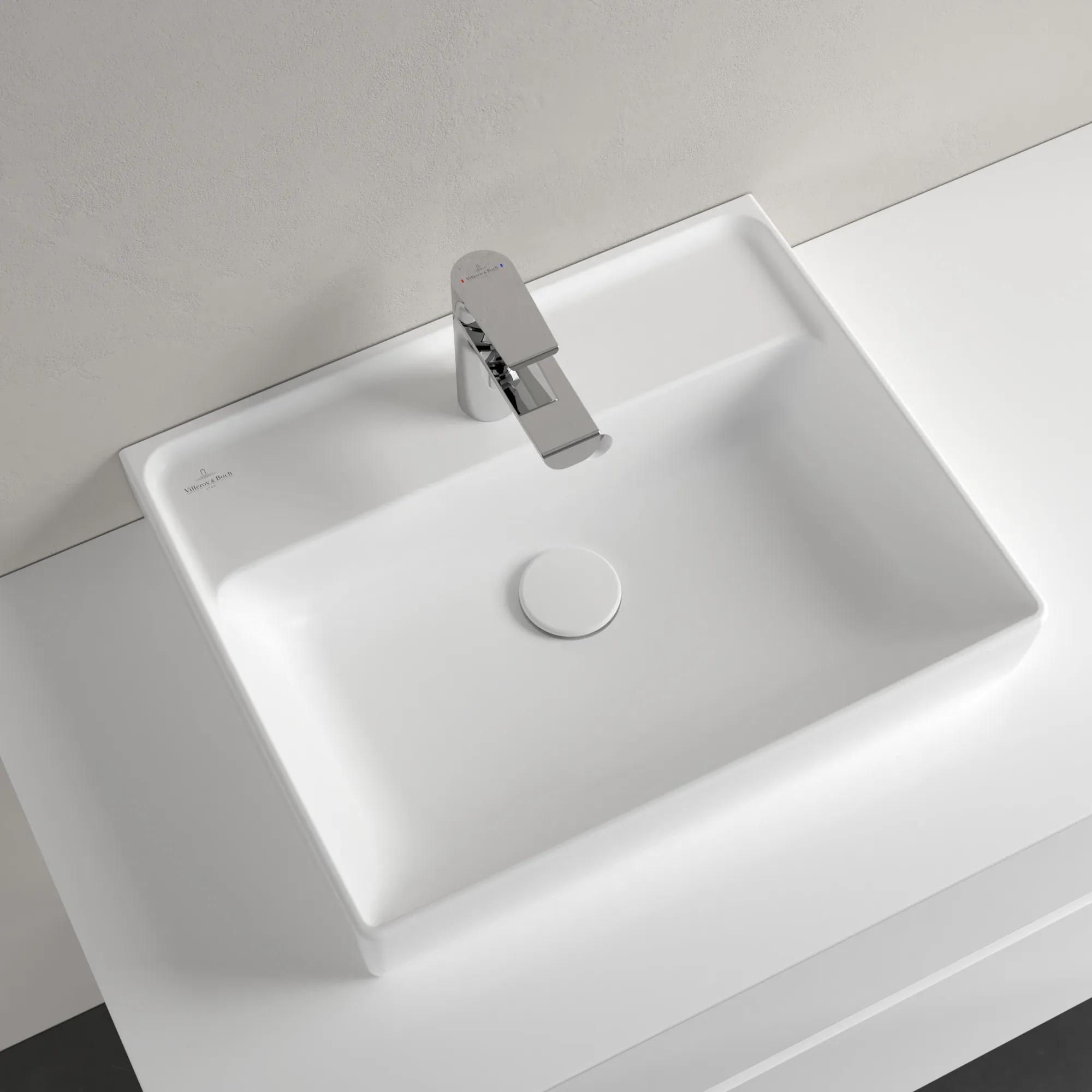 Villeroy & Boch Handwaschbecken Collaro, 500x400x150mm, Stone White CeramicPlus, Rechteck, TitanCeram, mit Überlauf