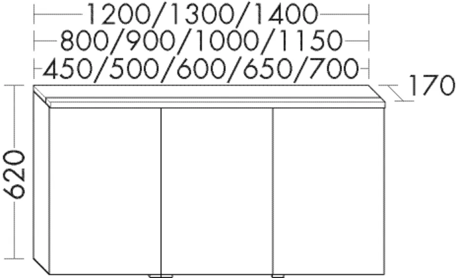 Spiegelschrank Sys30 von burgbad - beidseitig verspiegelt, LED-Aufsatzleuchte 4200 K, Energieeffizienzklasse E, Schalter-Steckdosenelement, Glaseinlegeböden, IP24, 170 mm tief, 450 mm breit, 620 mm hoch
