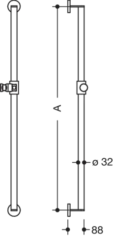 HEWI Brausehalterstange System 900, suizidhemmend, Edelstahl, 1100 mm Achsmaß