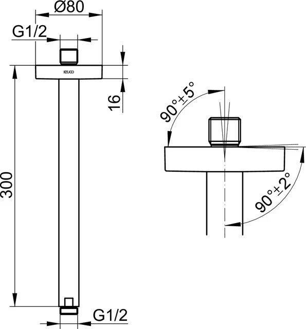 Elegance 51689010300 Brausearm Deckenanschluß rund 300 mm verchromt Elegance 51689010300 Brausearm Deckenanschluß rund 300 mm verchromt