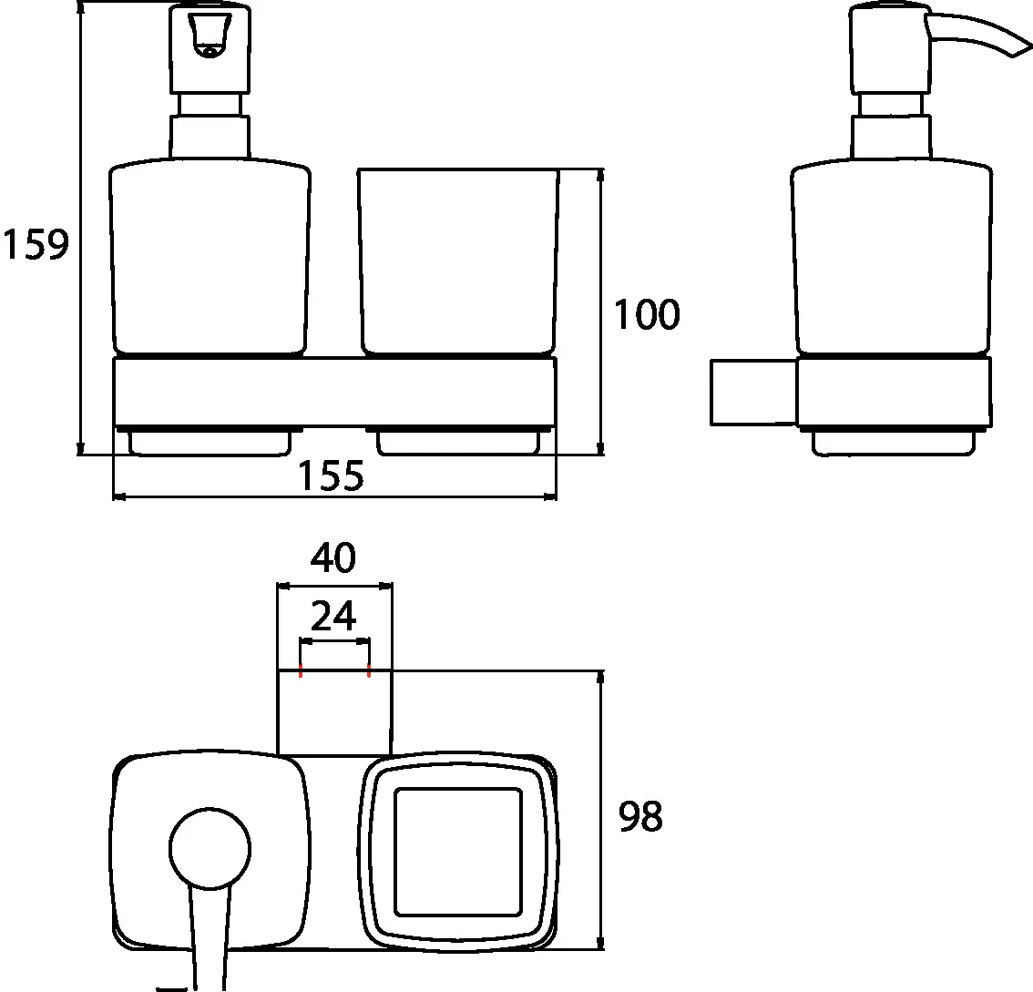 loft Glashalter/Seifenspender Glasteile satiniert, Kunststoffpumpe schwarz loft Glashalter/Seifenspender Glasteile satiniert, Kunststoffpumpe schwarz