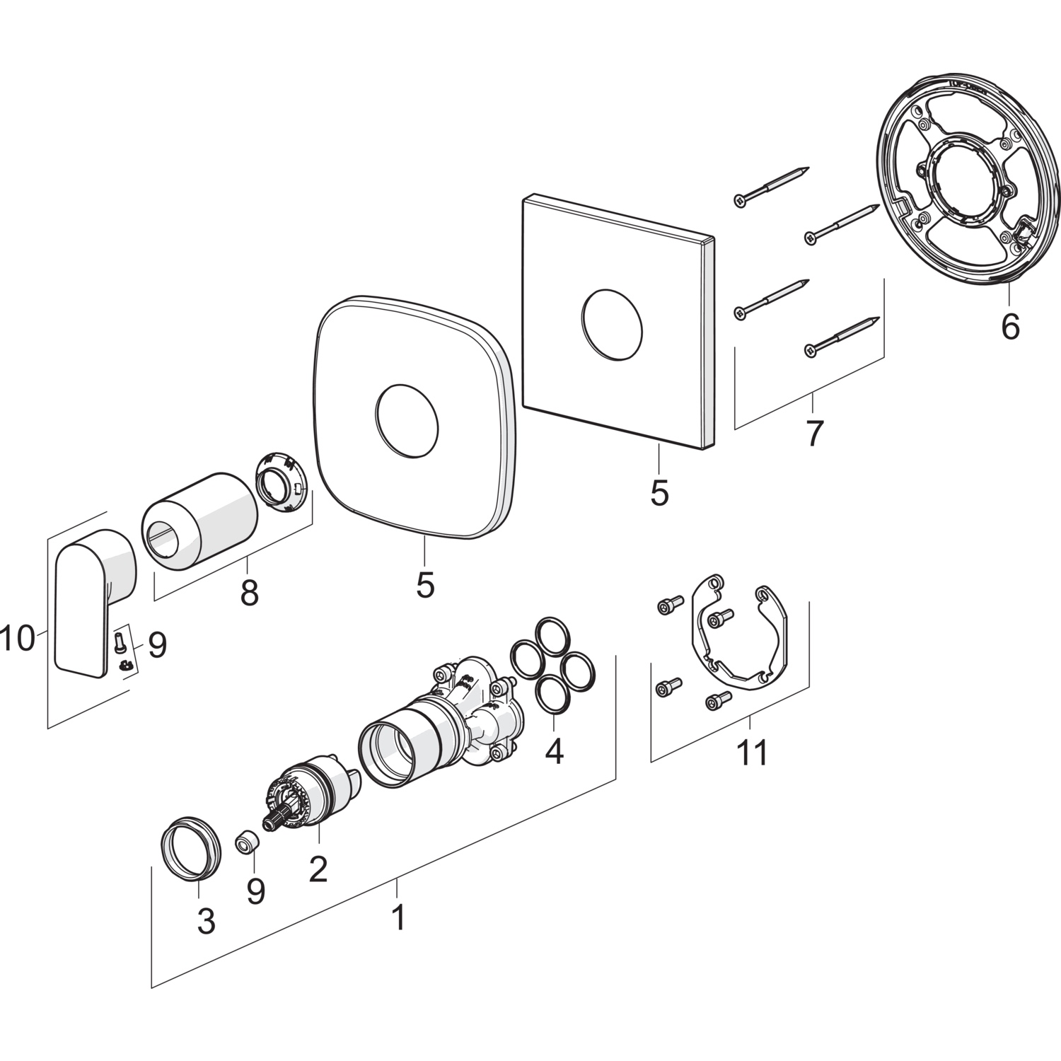 HA Einhebelmischer Fertigset für Brause-Batterie HANSASTELA 8785 Rosette eckig Chrom