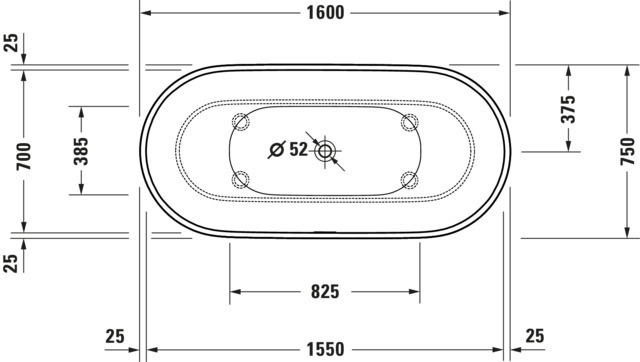 Duravit Badewanne „Luv“ freistehend oval 160 × 75 cm 