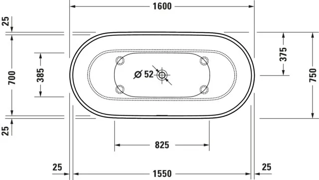 Duravit Badewanne „Luv“ freistehend oval 160 × 75 cm