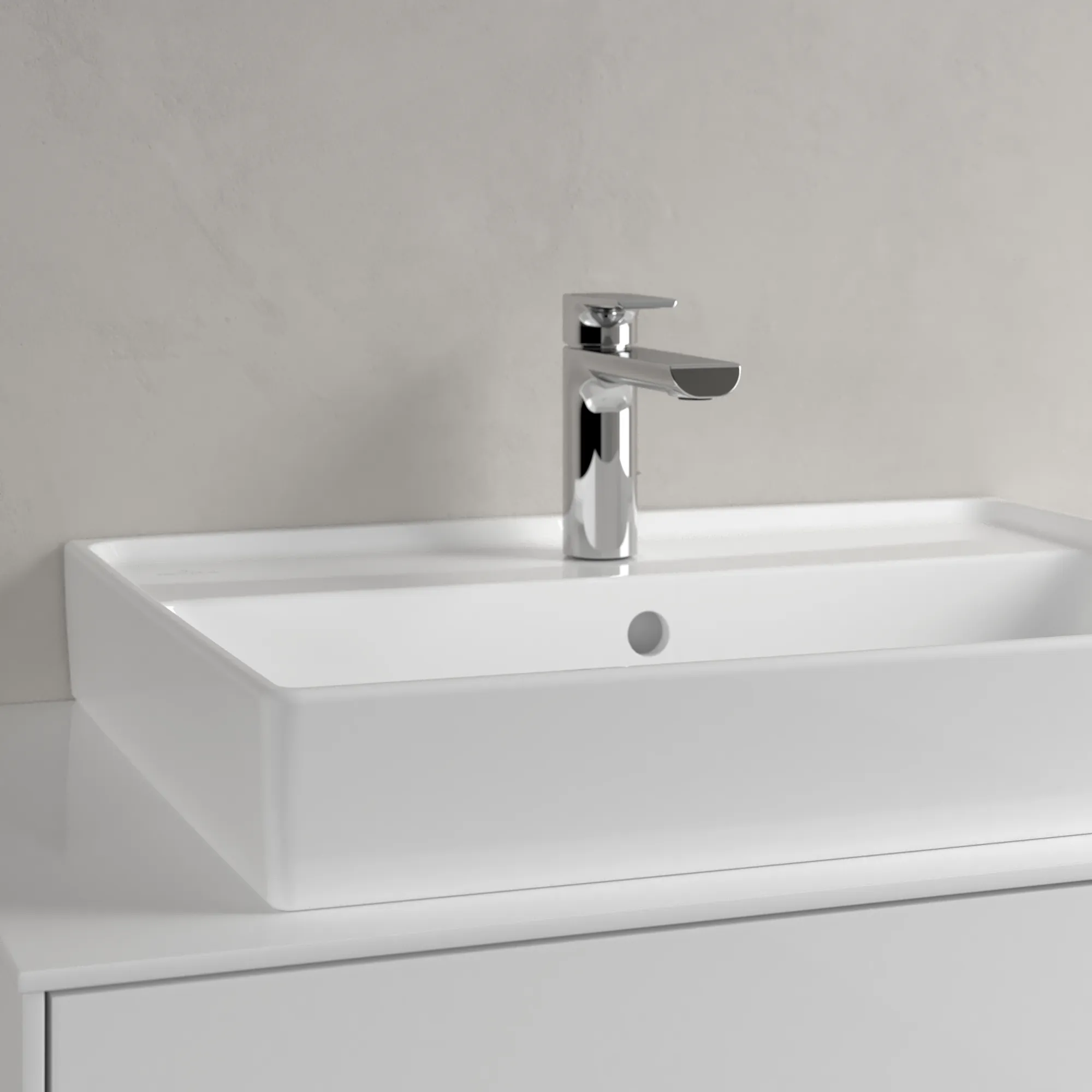 Villeroy & Boch Wandwaschtisch aus TitanCeram geschliffen „Collaro“ 600 × 470 × 160 mm, mit Hahnlochbohrung, Hahnlochposition mittig in Weiß Alpin Villeroy & Boch Wandwaschtisch aus TitanCeram geschliffen „Collaro“ 600 × 470 × 160 mm, mit Hahnlochbohrung, Hahnlochposition mittig in Weiß Alpin