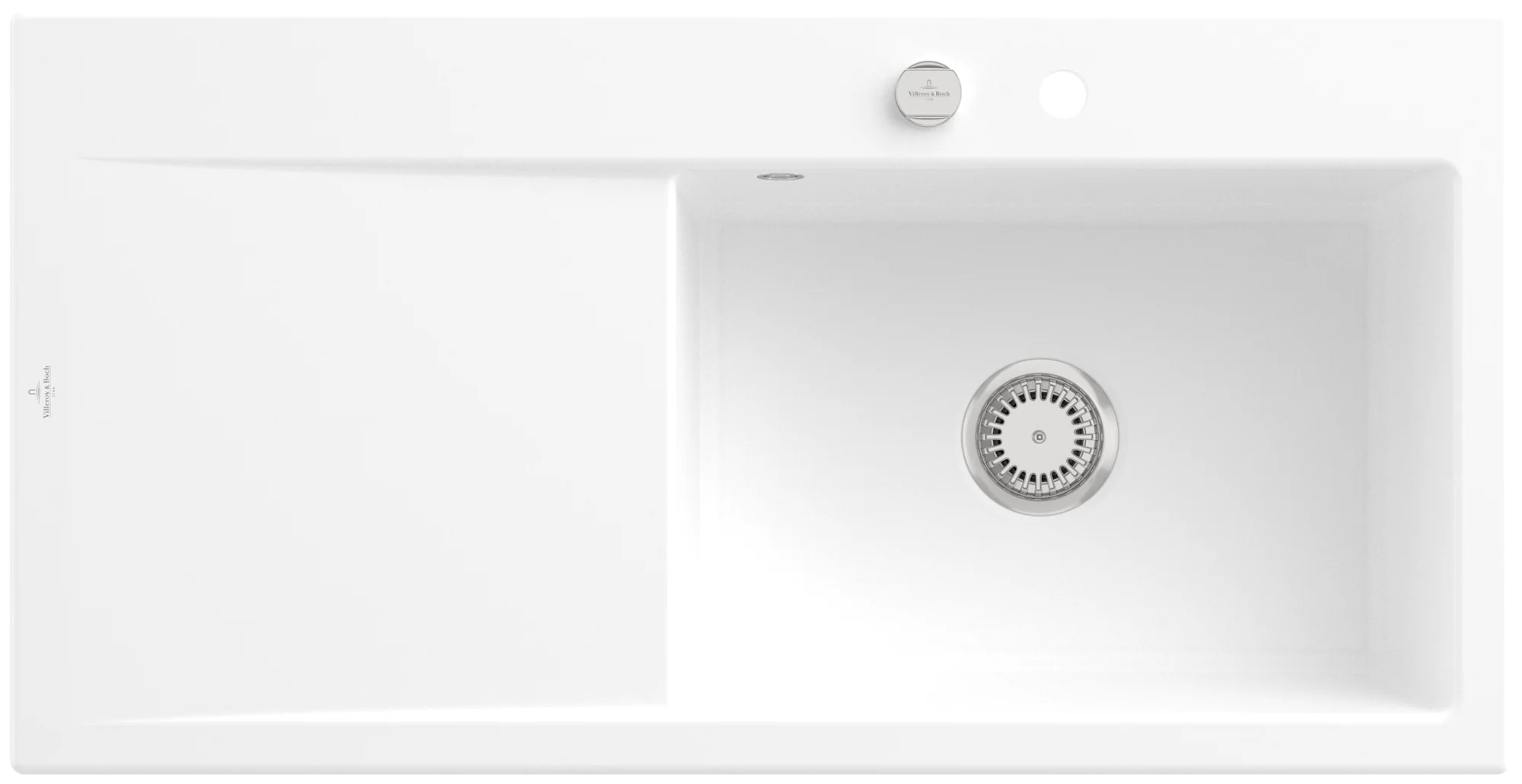 Villeroy & Boch Einbauspüle Subway Style 60 336102, 1000 x 510 mm, inklusive Ablaufgarnitur mit Excenterbetätigung, Spülbecken rechts, aus Keramik,