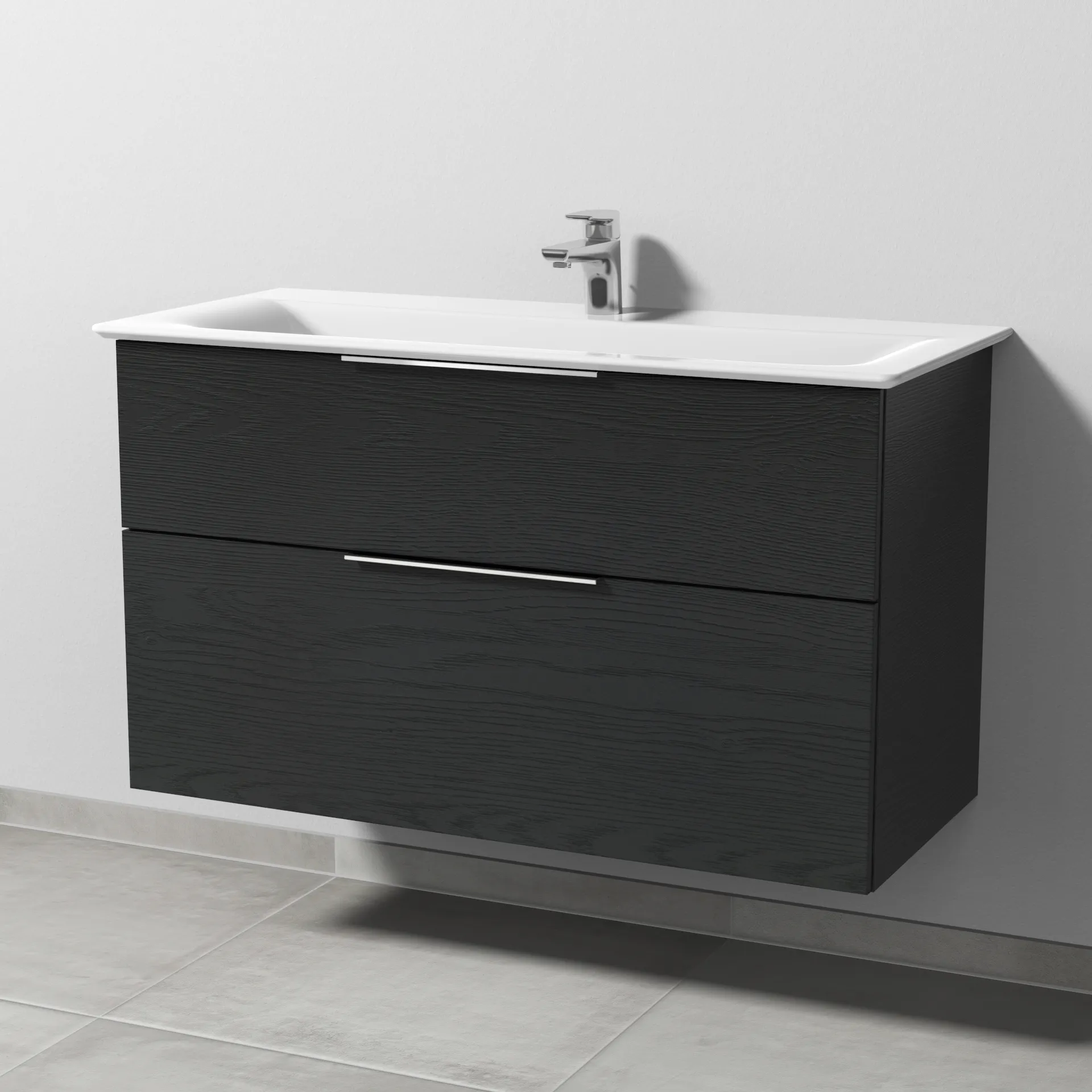 Sanipa Waschtischunterschrank „3way“ passend zu Keramik-Waschtische Connect Air von Ideal Standard 990 × 585 × 437 mm in Black Oak