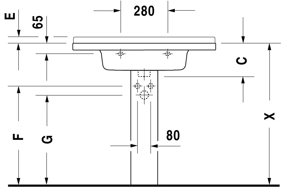 Wandwaschtisch „Starck 3“, mit Überlauf, Hahnlochposition mittig Wandwaschtisch „Starck 3“, mit Überlauf, Hahnlochposition mittig