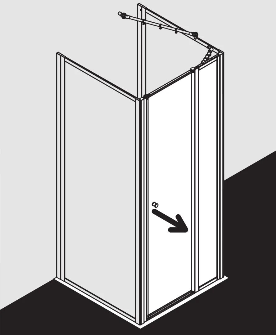 Kermi Duschdesign Schwingtür Schwingtür mit Festfeld für Nische und Ecke „NOVA 2000“ passend für Ecke / Nische Glas Kerolan Fontana, Profile Silber Mattglanz, BV: 715 – 750 mm WE: 715 – 750 mm H: 1750 mm