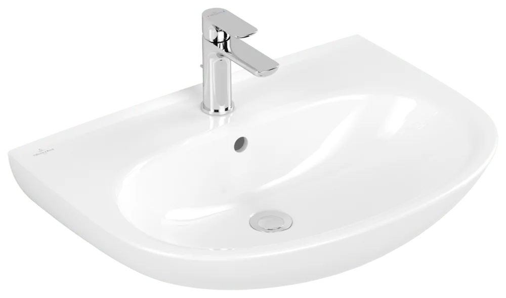 Villeroy & Boch O.novo Wandwaschbecken 4A4065, oval, weiß Alpin, 650x480x180 mm, mit Überlauf, für 3-Loch-Armatur