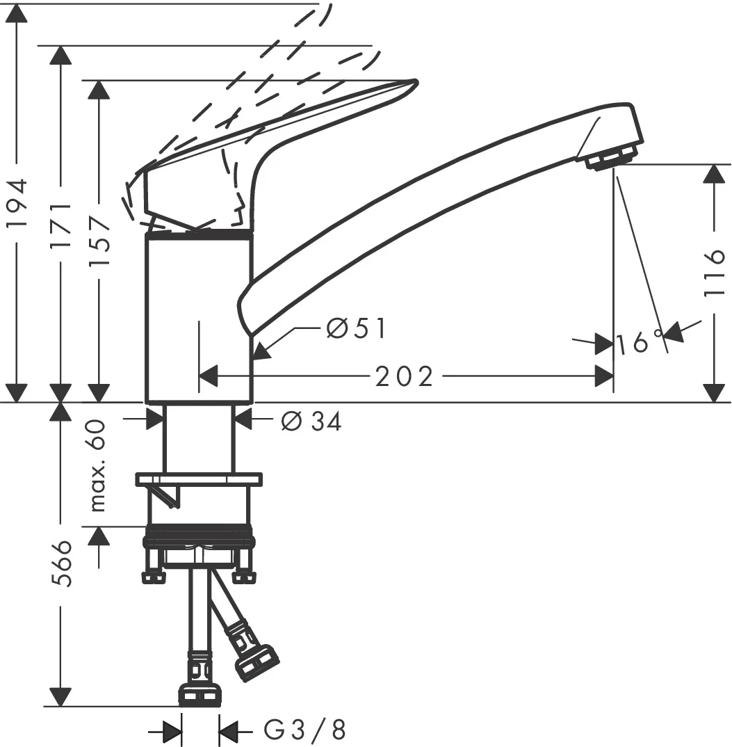 Hansgrohe Logis M31 Einhebel-Küchenmischer 120, CoolStart, EcoSelection, 1jet, Chrom