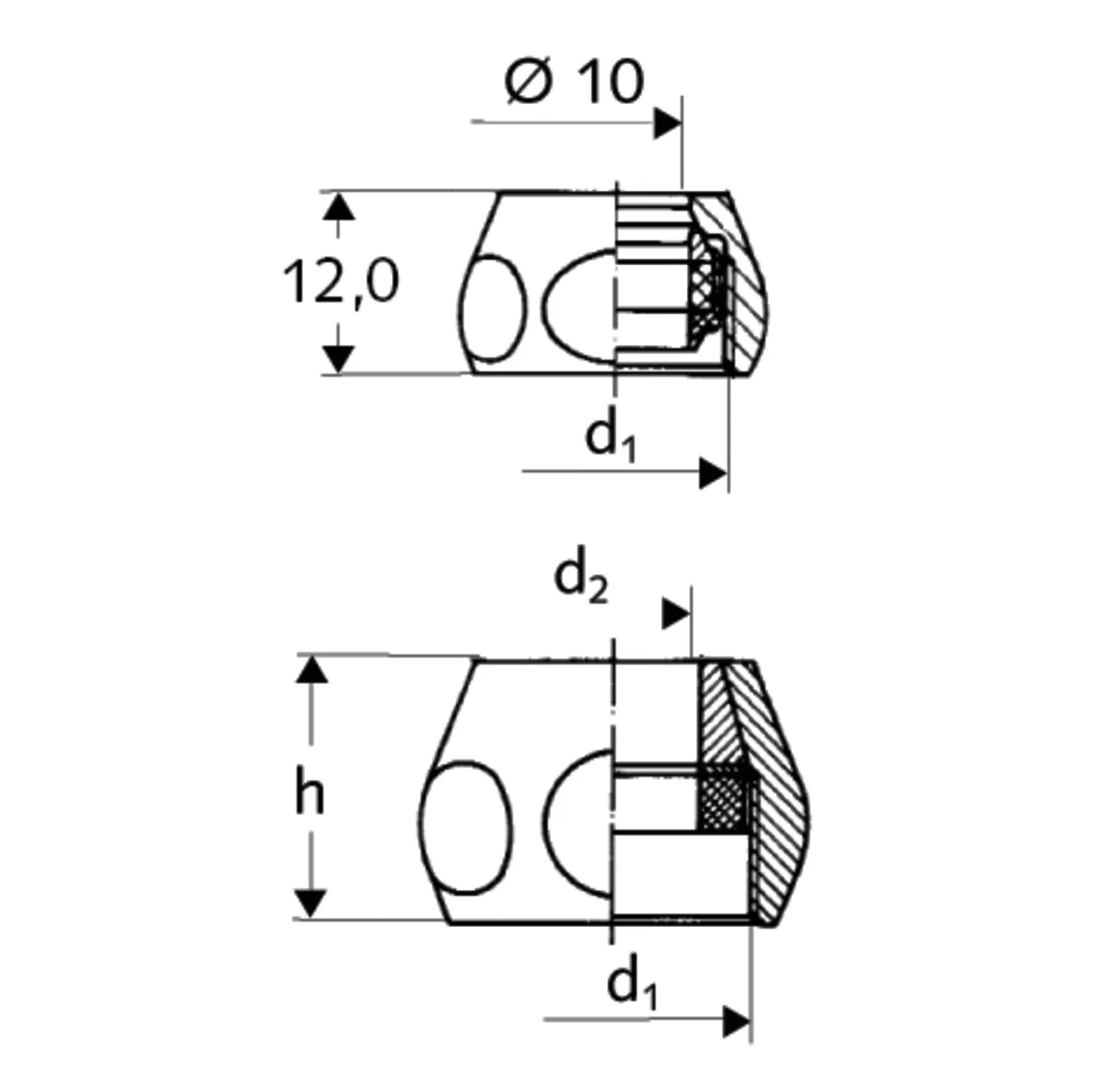 Quetschverschraubung - Komplett, Ø 12, DN 10 G 3/8 IG, chrom Quetschverschraubung - Komplett, Ø 12, DN 10 G 3/8 IG, chrom