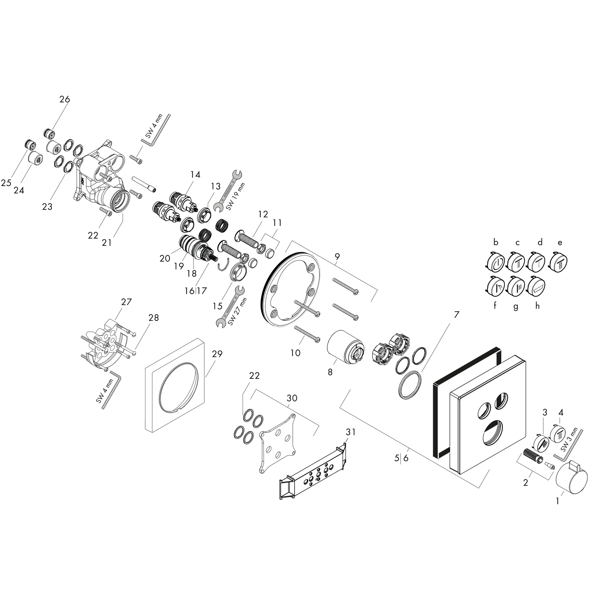 Thermostat Unterputz ShowerSelect Glas 2 Verbraucher weiss/chrom Thermostat Unterputz ShowerSelect Glas 2 Verbraucher weiss/chrom