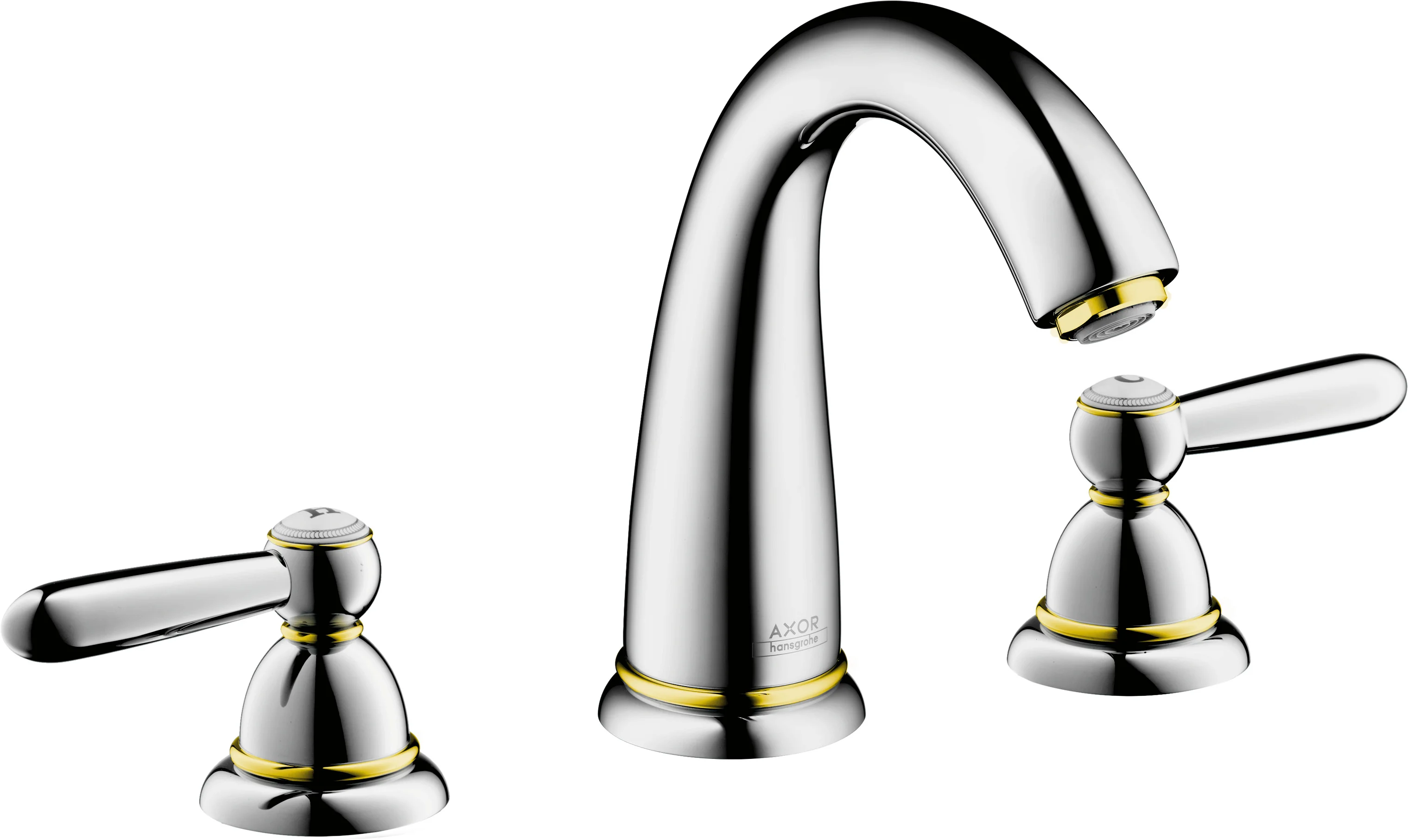Hansgrohe AXOR Carlton 3-Loch Waschtischarmatur Chrom/Gold, Hebelgriff, ComfortZone 120, Ausladung 128 mm