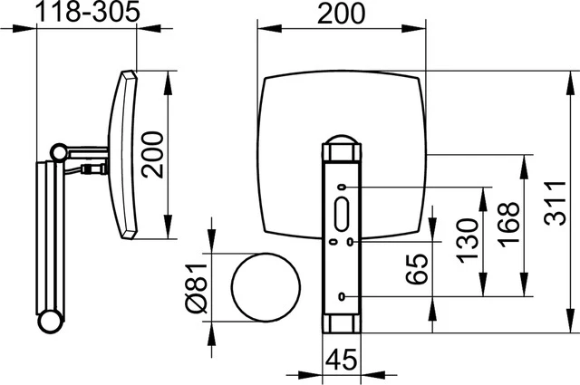 Kosmetikspiegel 17613139006 Kosmetikspiegel iLook_move Wandmodell, eckig/beleuchtet 2 Lichtfarben, ohne Kabel, DALI Schwarzchrom gebürstet