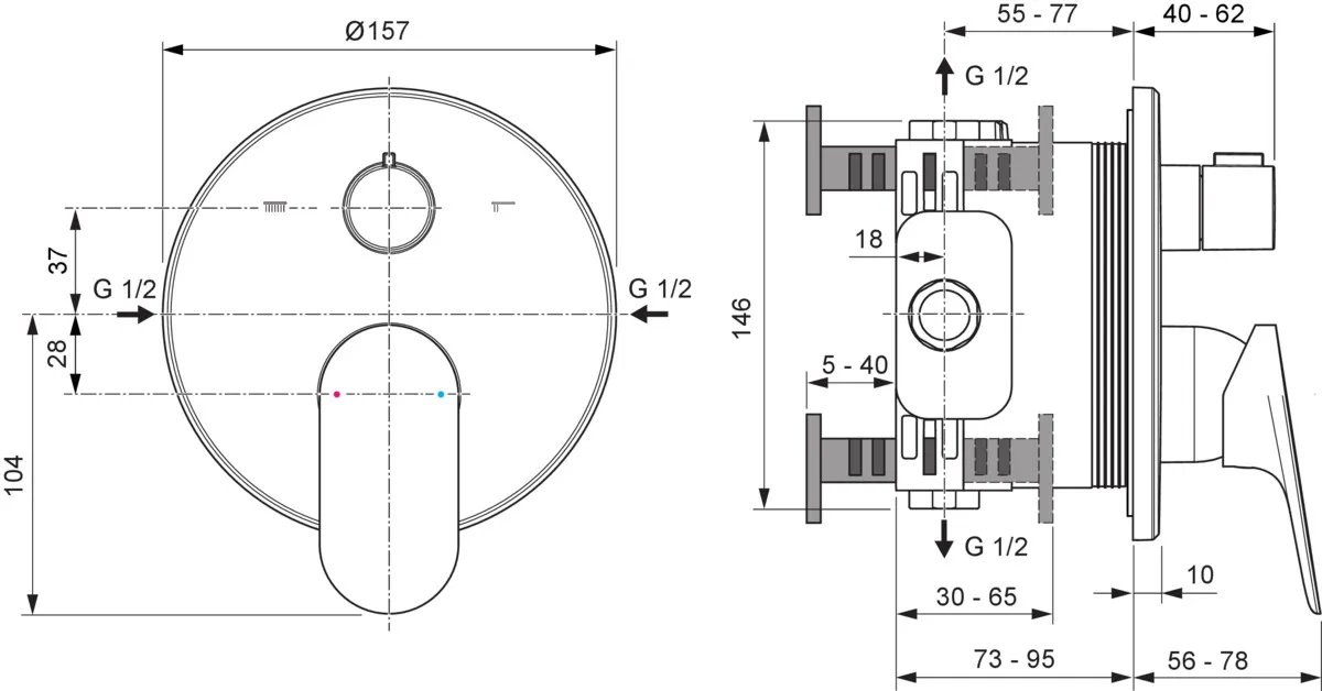Ideal Standard Unterputz-Badearmatur Ceralife O Chrom - Wandmontage für präzisen Wanneneinbau Ideal Standard Unterputz-Badearmatur Ceralife O Chrom - Wandmontage für präzisen Wanneneinbau
