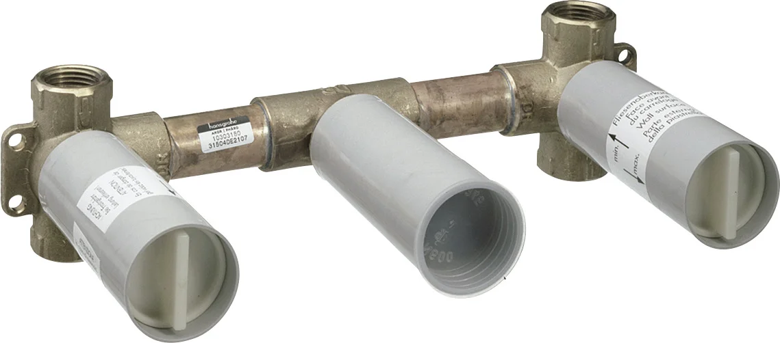 Hansgrohe AXOR 3-Loch Waschtischarmatur Grundkörper Wandversion DN15/DN20, Einbautiefe 70–95 mm