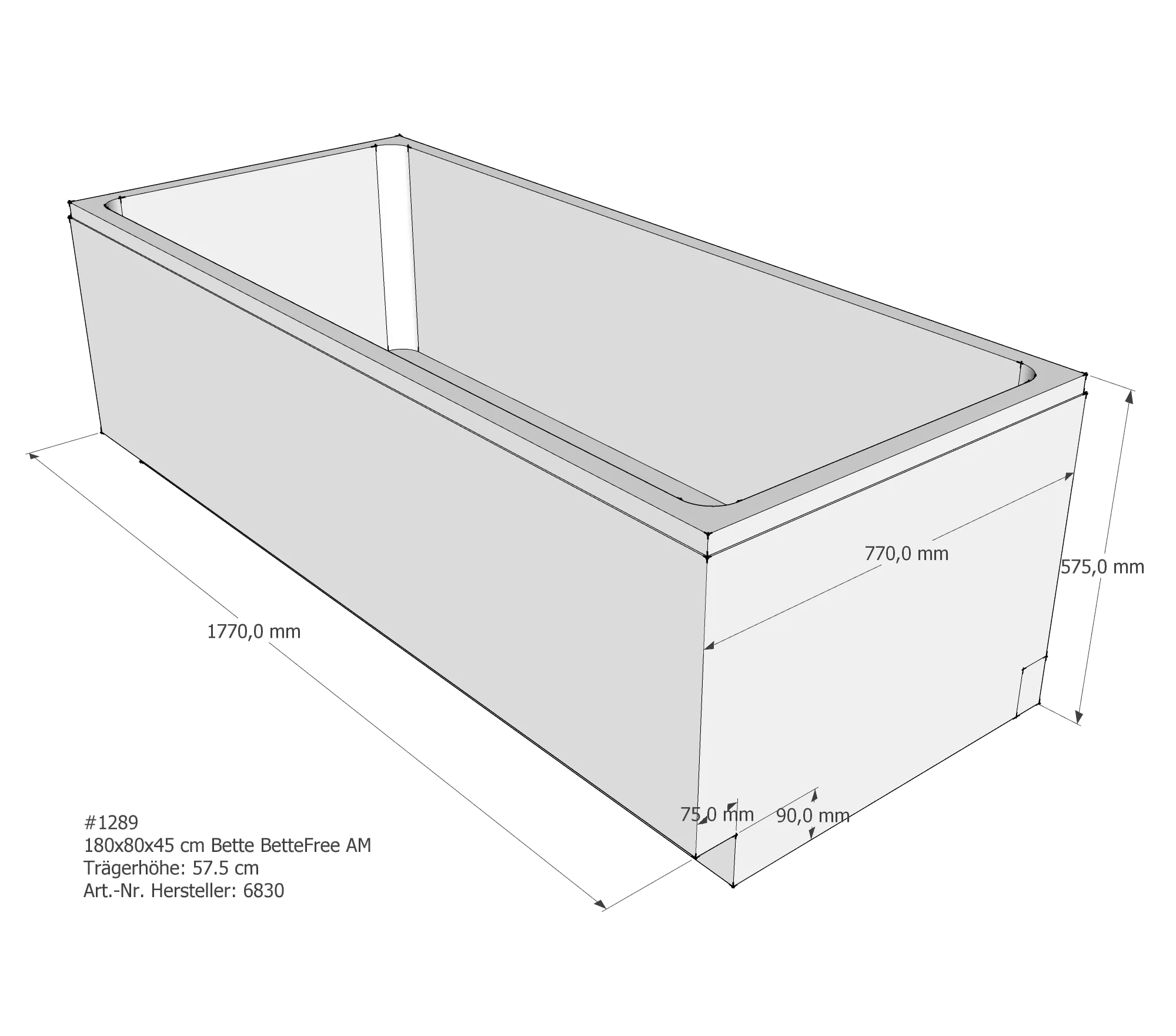 Badewannenträger für Bette Free 180 × 80 × 45 cm Breite: 80 cm / Länge: 180 cm Badewannenträger für Bette Free 180 × 80 × 45 cm Breite: 80 cm / Länge: 180 cm