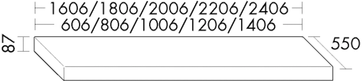Konsolenplatte - Höhe: 87 mm, inkl. Metallkonsolen;Höhe inkl. Metallkonsolen: 99 mm, Tiefe: 550 mm, Breite: 806 mm, Höhe: 87 mm