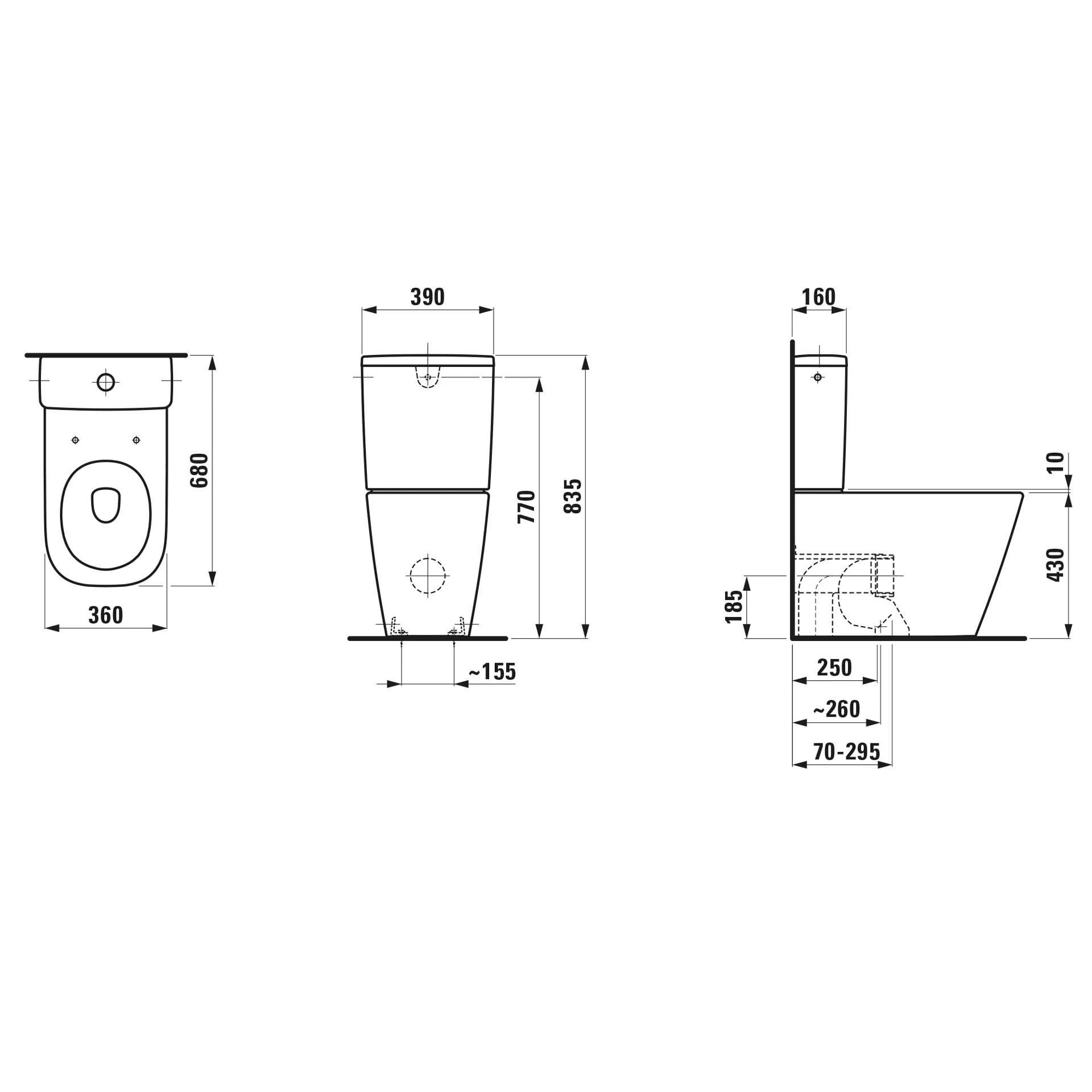 Laufen Stand-Tiefspül-WC Silent Flush „Meda“ 360 × 440 × 680 mm in Weiß, Abgang variabel, ohne Spülrand Laufen Stand-Tiefspül-WC Silent Flush „Meda“ 360 × 440 × 680 mm in Weiß, Abgang variabel, ohne Spülrand