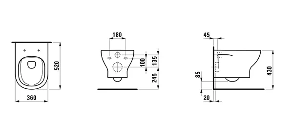 Laufen LUA Tiefspül-WC wandhängend 520x360 spülrandlos Manhattan Laufen LUA Tiefspül-WC wandhängend 520x360 spülrandlos Manhattan