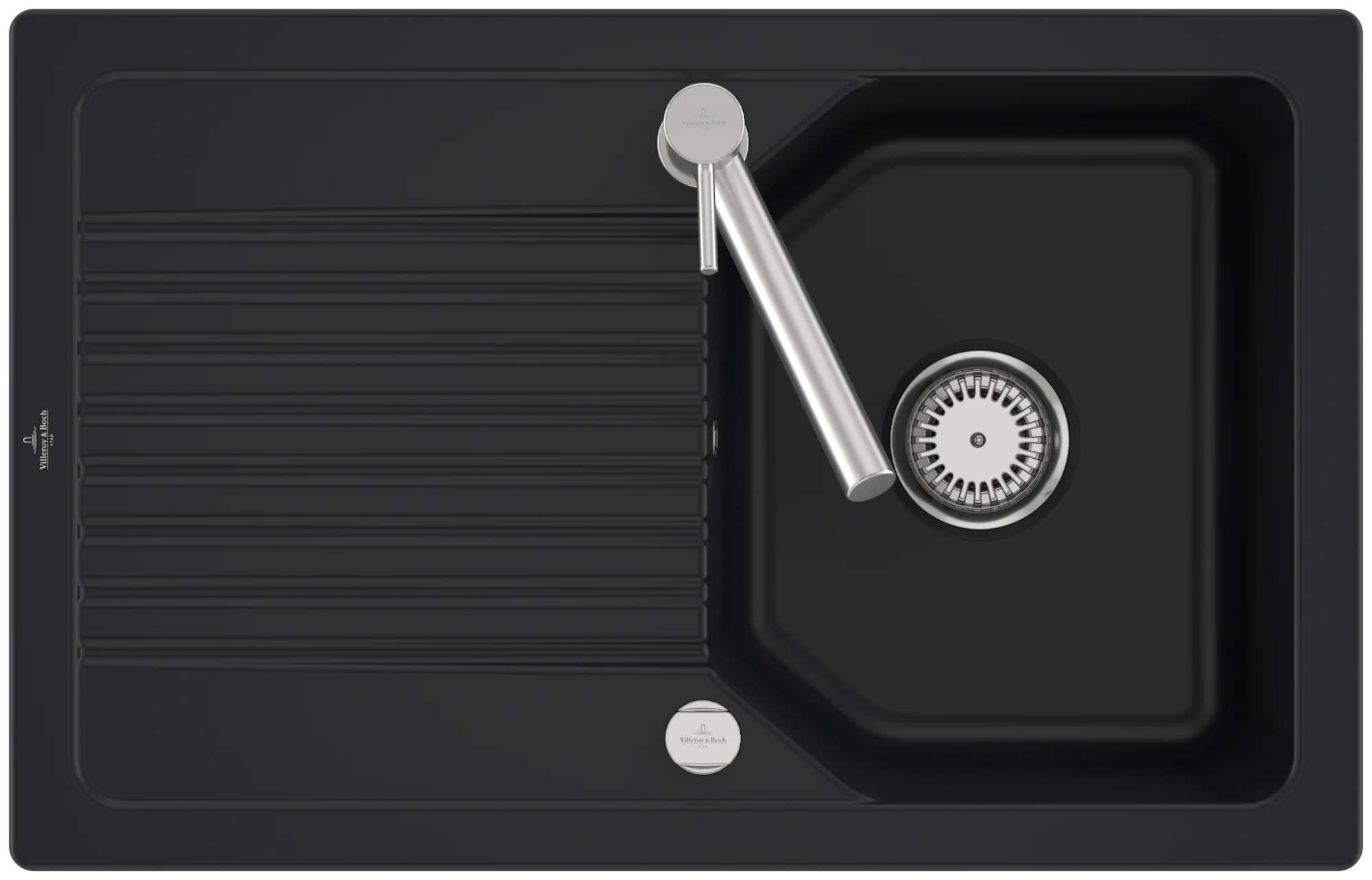 Villeroy & Boch Linara 45 Flat 33842F, flächenbündige Spüle, 780x490mm, TitanCeram Pure Black