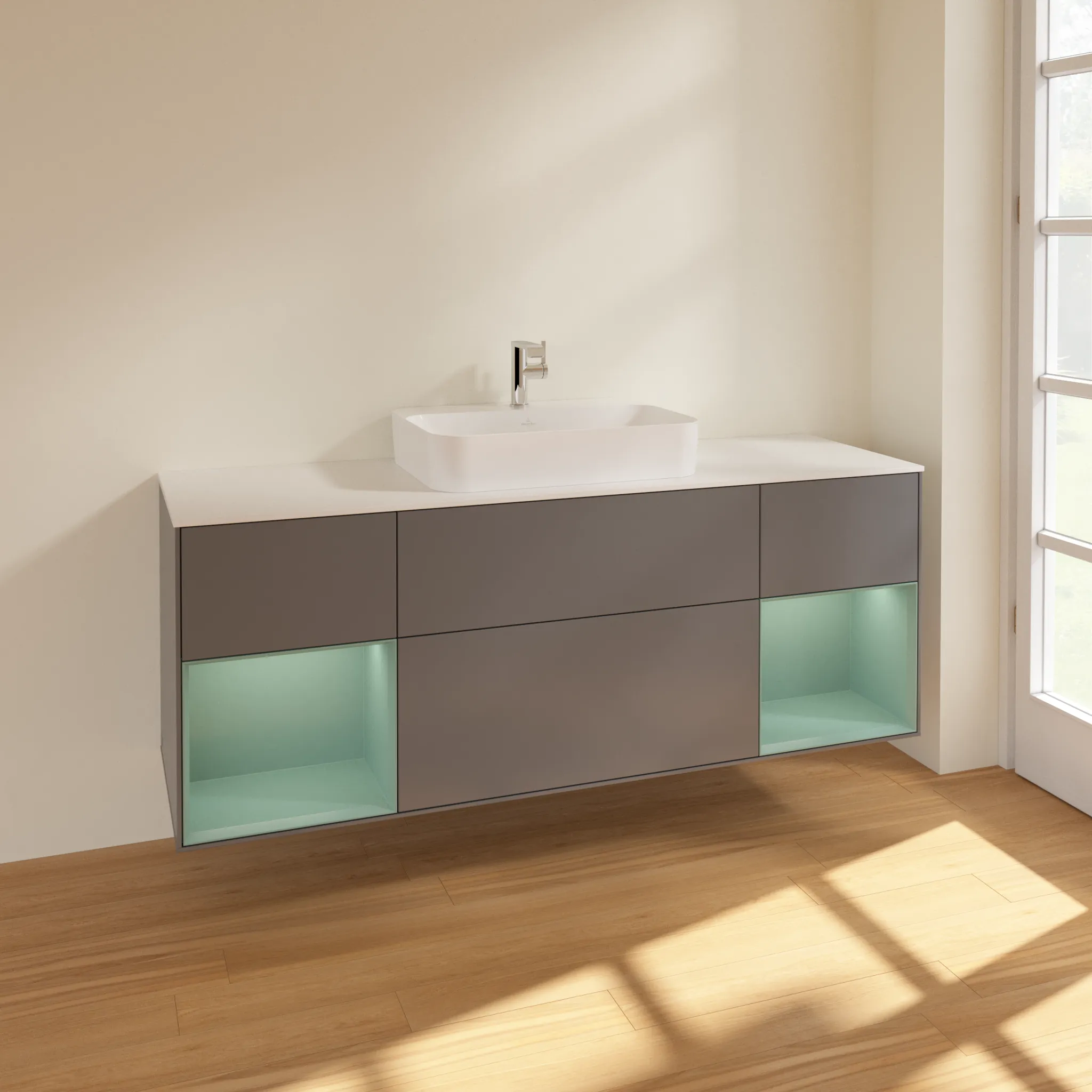 Villeroy & Boch Waschtischunterschrank „Finion“ für Schrankwaschtisch 1600 × 603 × 501 mm Anthracite Matt Lacquer, für Becken mittig Villeroy & Boch Waschtischunterschrank „Finion“ für Schrankwaschtisch 1600 × 603 × 501 mm Anthracite Matt Lacquer, für Becken mittig