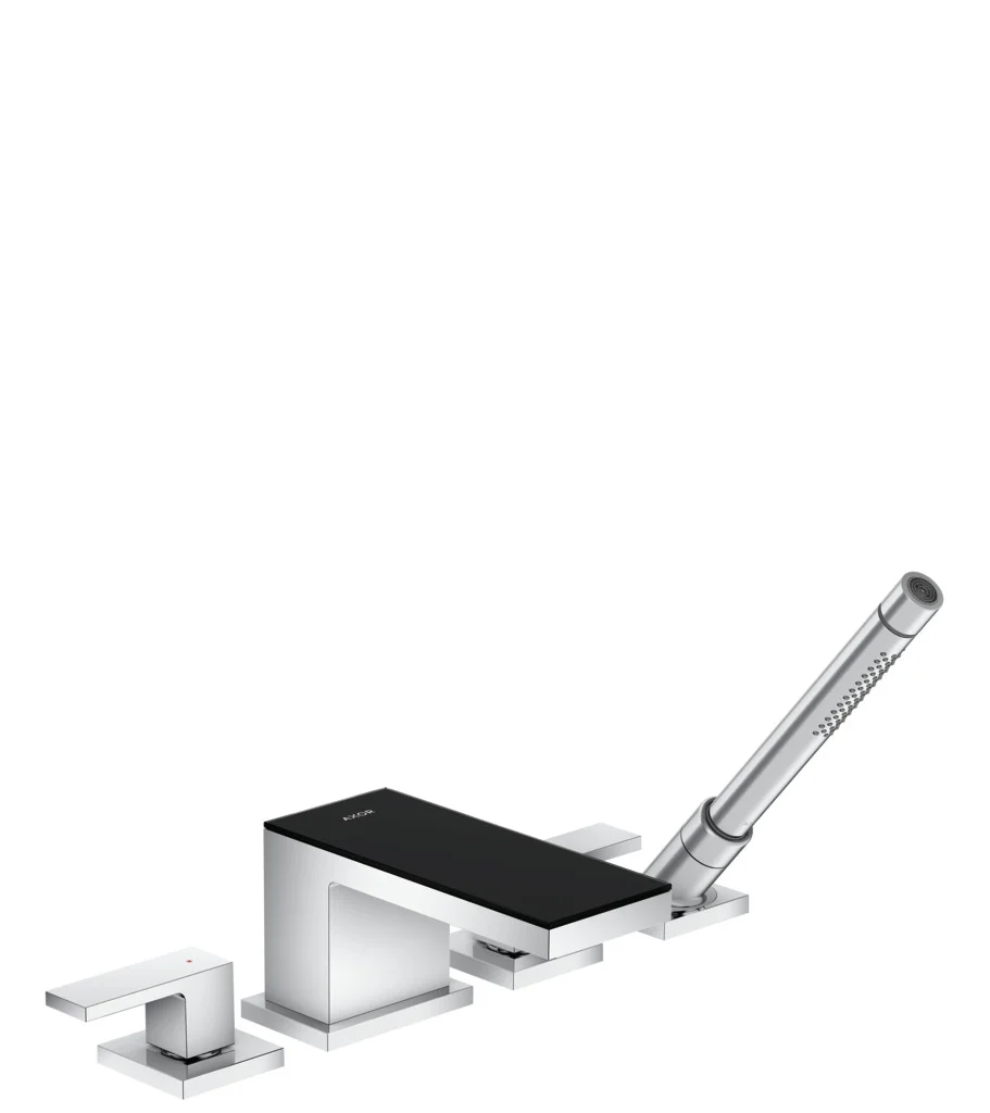 Hansgrohe AXOR MyEdition 4-Loch Wannenrandarmatur schwarz/chrom, Ausladung 151 mm, max. Durchfluss 22 l/min, Wannenrandmontage Hansgrohe AXOR MyEdition 4-Loch Wannenrandarmatur schwarz/chrom, Ausladung 151 mm, max. Durchfluss 22 l/min, Wannenrandmontage