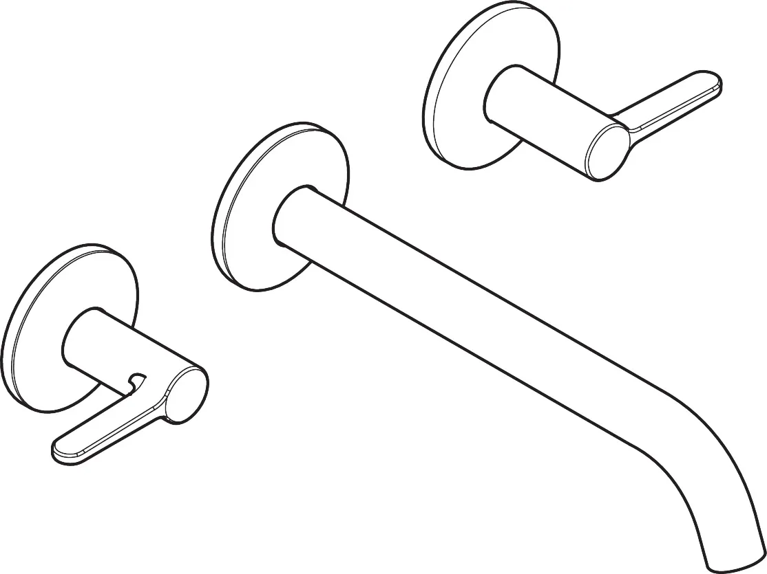 AXOR One 3-Loch Wannenarmatur Unterputz für Wandmontage mit Hebelgriffen, Chrom AXOR One 3-Loch Wannenarmatur Unterputz für Wandmontage mit Hebelgriffen, Chrom